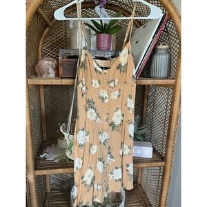 Volcom Nude and Floral Adjustable Strap Sun Dress Size XS 0-2‌‌‌‌‌‌‌‌‌‌‌‌‌